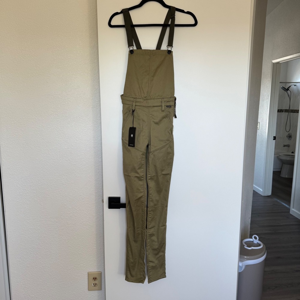 G-Star RAW Worker Radar Dungaree Olive Green Slim Overalls Size 24 NEW